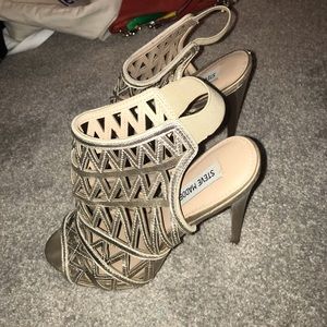 Steve Madden gold caged Stiletto heels